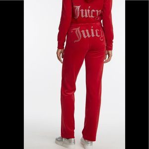 Juicy Couture Coco Red Velour Pants Size Small